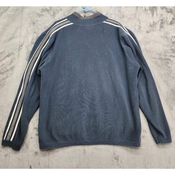 Eddie Bauer Sweater Mens XL Blue‎ Full Zip Cotton Knit Striped Jacket Preppy - Picture 3 of 10
